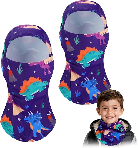 2pcs Fleeced Lined Balaclava Ski Mask for Kids 2-14- Kids Winter Face Cover Mask Windproof for Cold Weather Girls Boys Gift