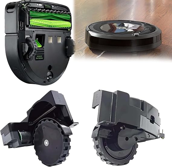 1 Pair Wheel Module for Roomba I&E Series Replacement Wheels for Roomba I1-I8 J7 E5 E6 Premium Quality Wireless Accessories Black Heavy Duty Robot Replacement Part