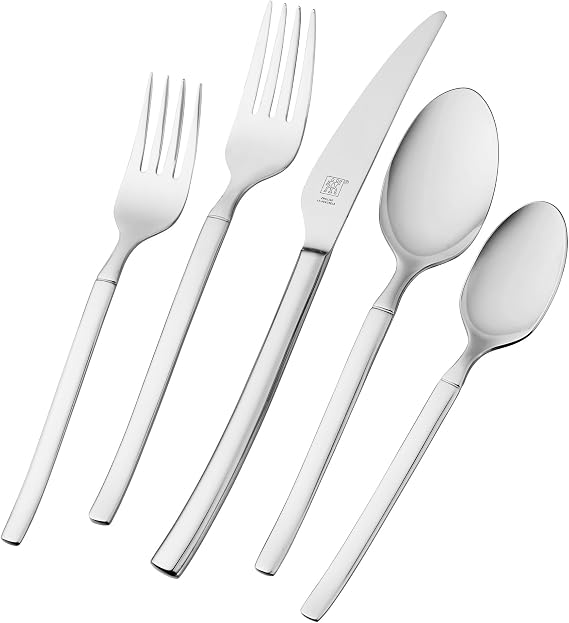 ZWILLING J.A. Henckels J.A. Henckels 22770-345 Premier Series Opus 45-Piece Stainless Steel Flatware Set, Service for 8, Silver, 45 Piece