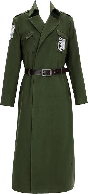 Micotaku Attack On Titan Officially Licensed Unisex Survey Corps Trench Coat Cosplay Costume Loose Fit