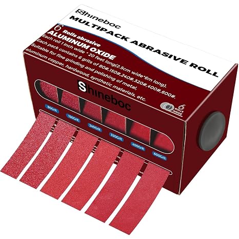 Emery Cloth Roll, 1 Inch x 20 Feet Heavy Duty Sandpaper, 6 Rolls | 80 150 240 320 400 600 Grit, Tear-Resistant Backing, Wet and Dry Sand Paper Assortment Pack for Wood Metal Automotive Paint