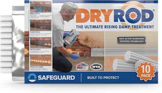 Dryrod Damp Proofing Rods DPC (10 Pack) - BBA-Approved Rising Damp Treatment in Walls, Stronger Than DPC Injection Creams. Coverage 1.2m