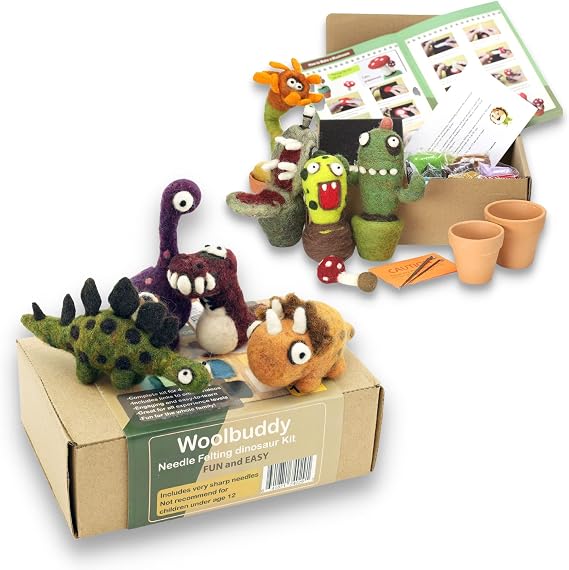 Woolbuddy Needle Felting Kit, Felting Kit for Beginners Kids, Felt Animal Kit, Large Bundle Wool Felting Kit, Craft Felt Kit Includes Felting Tools, Felting Needles, Felting Pad, Clean Felting Wool
