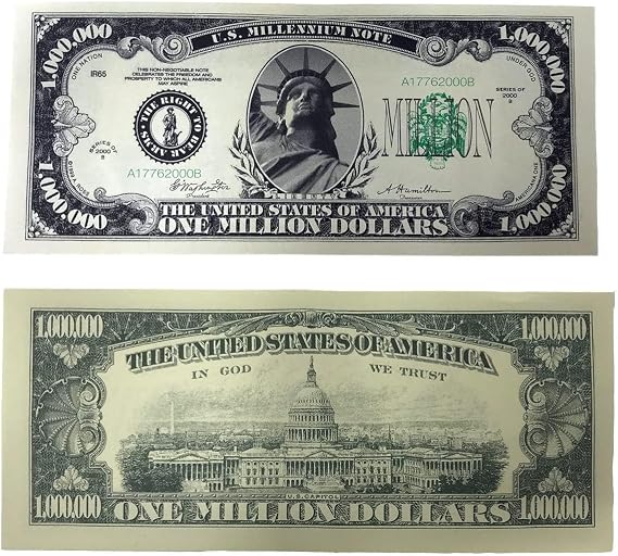 Traditional One Million Dollar Bill - Single
