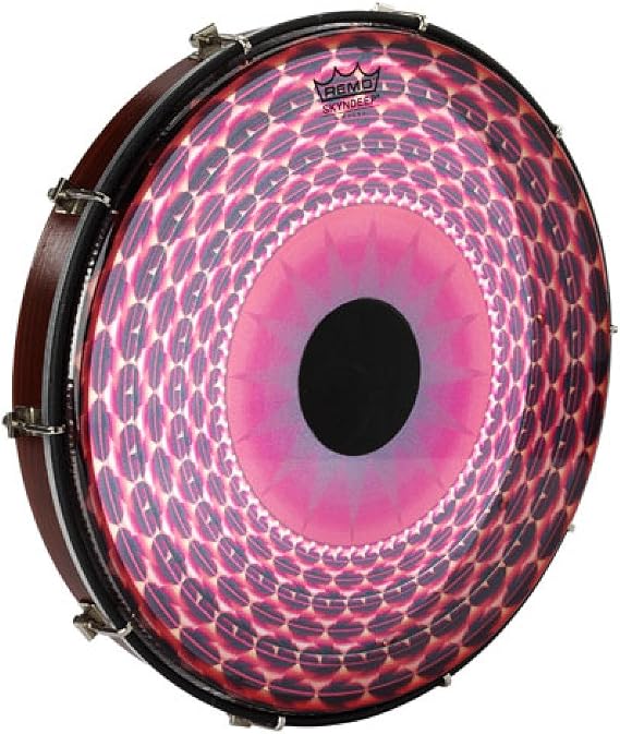 Remo Tablatone Frame Drum, Tunable, SKYNDEEP Clear Tone P3 Drumhead,#39;Red Radial Flare' Graphic, 12" x 2", Antique Brown And White Finish