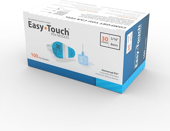 Easy Touch Insulin Pen Needles- 30G, 5/16-Inch (8mm), Box of 100