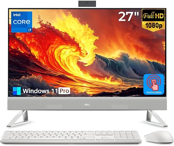 Dell 27 All in One Touchscreen Desktop Computer, 27" FHD IPS Touch Screen Display, Intel Core 7 150U, 32 GB RAM, 1 TB SSD, NVIDIA GeForce MX570A GDDR6, Wi-Fi 6E, Wireless KB & Mouse, Windows 11 Pro