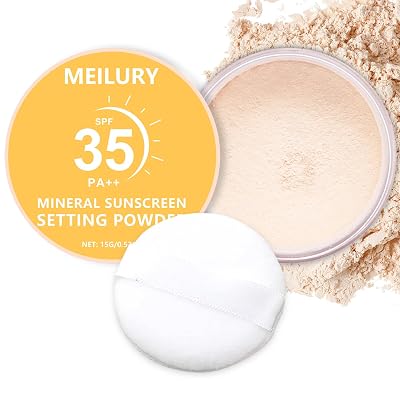 Sunscreen Setting Powder SPF 35, Translucent Face Loose Powder for Face & Scalp, Oil Control Mineral Powder Natural Matte Finish Sheer Coverage Lasting Lightweight Breathable 01 Translucent