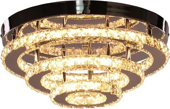 13.8" Chandelier Led Semi Flush Mount Crystal Ceiling Light