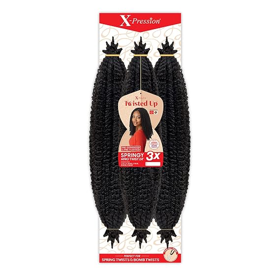 X-pression Braid Outre Crochet Braids X-Pression Twisted Up 3X Springy Afro Twist 24inch (5-pack, 2T1B/425)