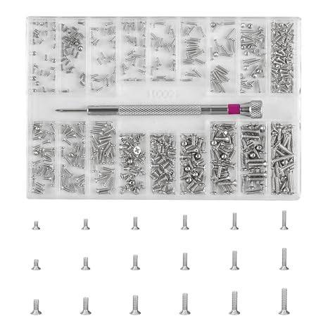 500-Pack M1.2/M1.4/M2 Self-Tapping Micro Screws-Universal Multi | watch screws,glasses screws,screws for glasses-Purpose Repair Kit for Eyewear, Watches, Laptops & Electronics