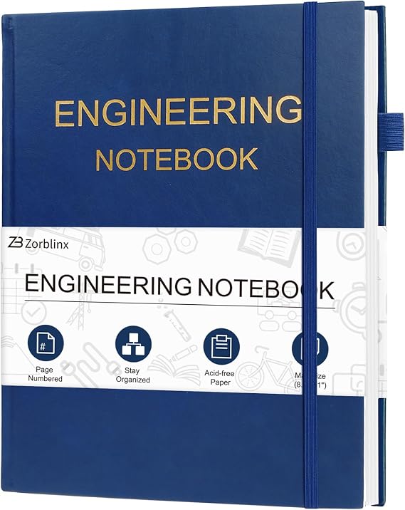 Engineering Notebook, Professional Engineering Paper Notebooks for Work 8.5" X 11", Student Lab Notebook with Grid Paper, Composition Graph Notebook for Engineer, Blue