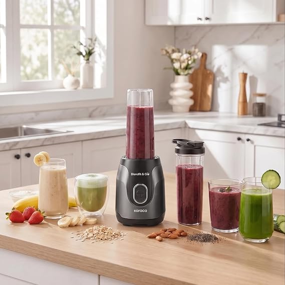 Karaca Blendfit Go Personal Kişisel Smoothie Blender Çift Hazne Antrasit 600ml & 400ml