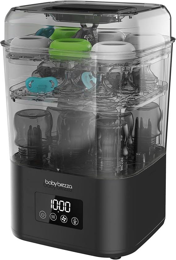 Baby Brezza SuperQuick Steriliser Dryer | Sterilise & Dry in 10 Mins | Kills 99.9% Germs | Holds 8 Bottles & 2 Pump Sets | 4-in-1 Functions