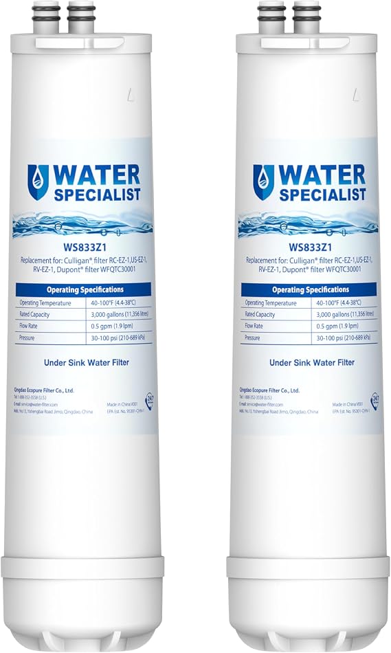 Waterspecialist RC EZ 1 Filter Replacement for Culligan RC-EZ-1, 2 Pack