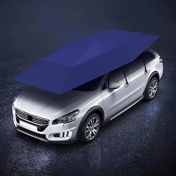 Automatic Foldable Remote Control Car Umbrella, Oxford Cloth Windproof Car Umbrella, Car Protection, Canopy, Dual-Use Umbrella,Blue-4.5m