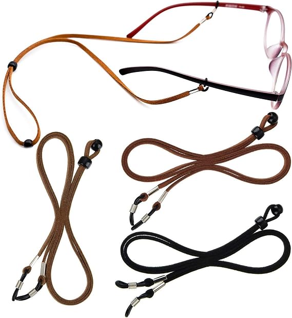 3 Pcs Adjustable Eyeglass Strap PU Leather Glasses Cords Retainer Fit for All Glasses