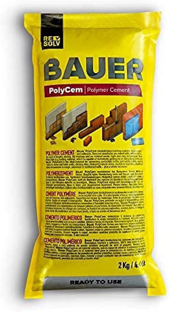 Bauer Instant Polymer Cement, Ready-to-Use, 2kg | Alternative to Mortar & Adhesives, Versatile Concrete & Stone Tile Crack Repair, Brick Repair, Convenient, Durable