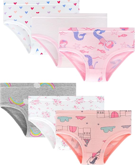 Toddler Underwear Girls Panties Kids Briefs Comfortable Cotton Soft Cute Pattern 6 Pack for 2-8 Years