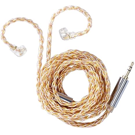 KZ Gold Silver Mixed Braiding Upgrade Cable 2 pin 0.75mm Replacement Earbuds Audio Cable Compatile with (C Pin (KZ-ZSN/ZSN PRO/ZS10 PRO))