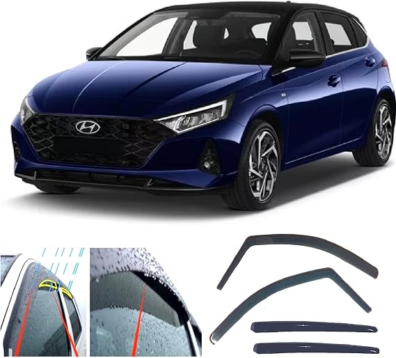 4x Wind Deflectors for Hyundai i20 2020 2021 2022 2023 2024 2025 2026 Acrylic Glass Window Sun Visors/Weather Shields/Rain Guards