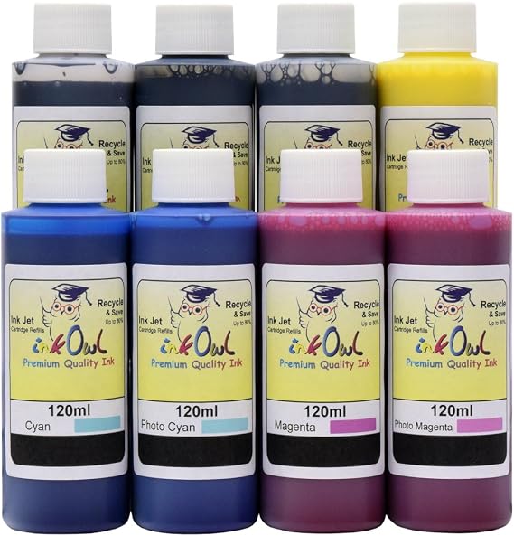 InkOwl Refill Kit Replacement for Canon iPF6000S, iPF8000S, iPF9000S (PFI-101/301/701) - 8x120ml USA-Made Pigment Ink