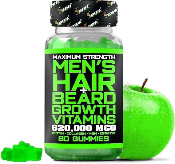 Best Beard Stuff Beard Growth Vitamins - Biotin Gummies for Beard & Hair Growth Maximum Strength 620,000mcg Biotin with Collagen, MSM, Keratin & Bamboo Extract