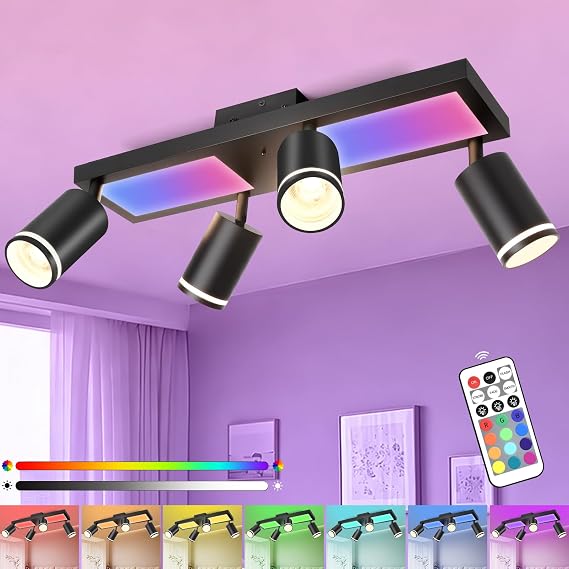 YindaLux Ceiling Spotlight LED with Remote Control RGB Colour Changing 30 W [Energy Class E]