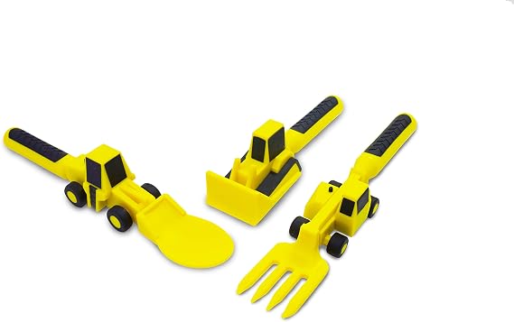 Constructive Eating Children's cutlery set of 3 – construction equipment, children's dinnerware, long-lasting and dishwasher safe, children's healthy eating habits