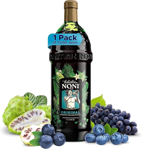 TAHITIAN NONI Juice by Morinda, Authentic Pure Noni Fruit Juice, 1L Bottle | Original Noni fruit blend from Tahiti, blueberry and grape extracts, resveratrol, all-natural juice,wellness drink, 1L bottle