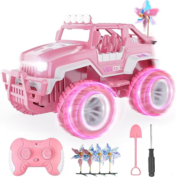 BEZGAR Remote Control Car - 1:16 Scale Pink Jeep, Off-Road Monster RC Truck