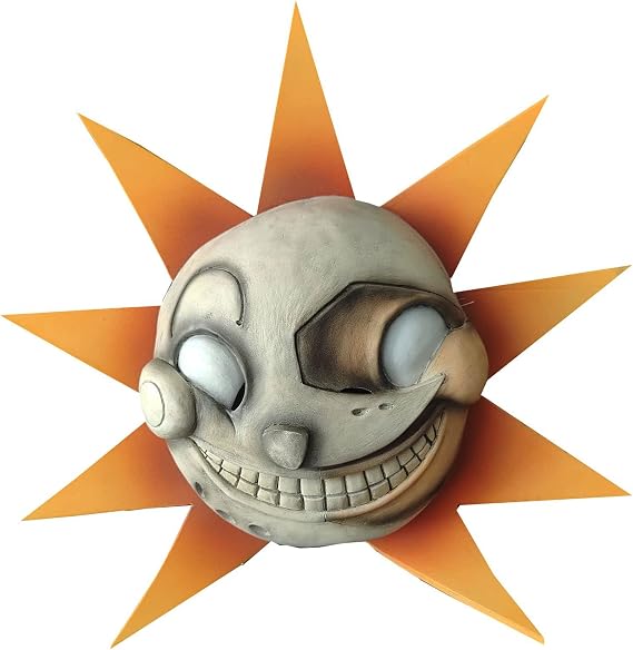 Security Violation Sun Moon Clown Mask Cosplay Costume Props Halloween Accessories Latex Orange