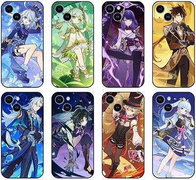 Genshin TCG Phone Case Genius Invokation Character Card Xiao Raiden Shogun Zhongli Hu Tao Ganyu Cyno Multicolor