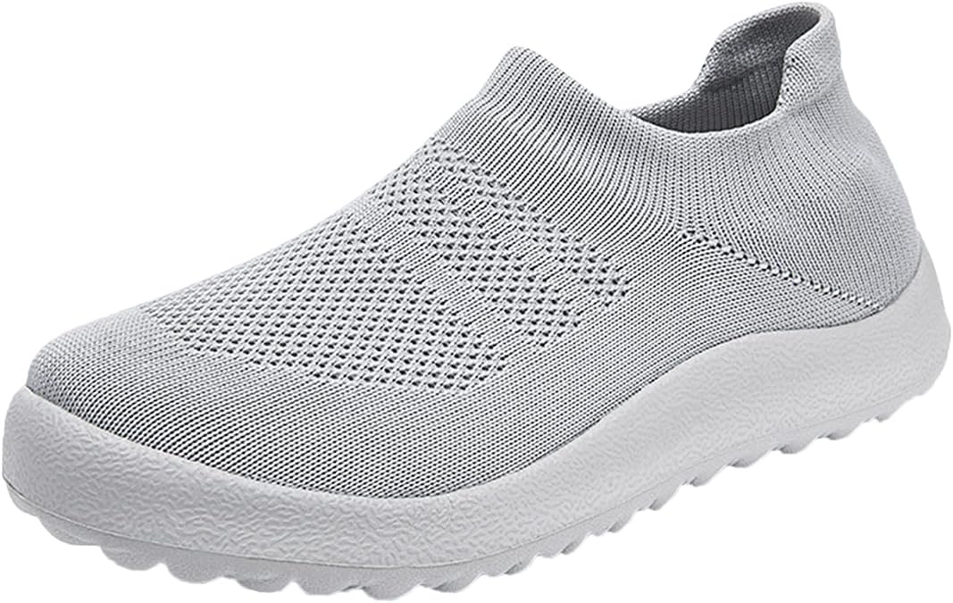 Fashion Summer Men Sports Shoes Flat Bottom Lightweight Slip On Flying Woven Mesh Breathable Comfortable Solid Color Casual Style Sneaker Boots for Men BLVD (Grey, 12)