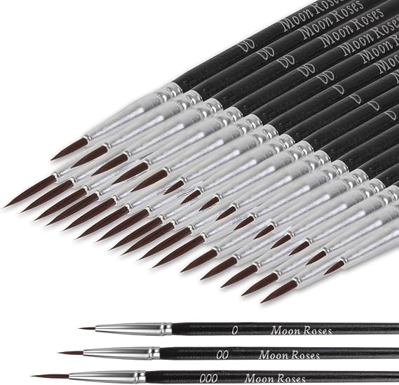Moon Roses 30 Pcs Miniature Detail Paint Brush Set