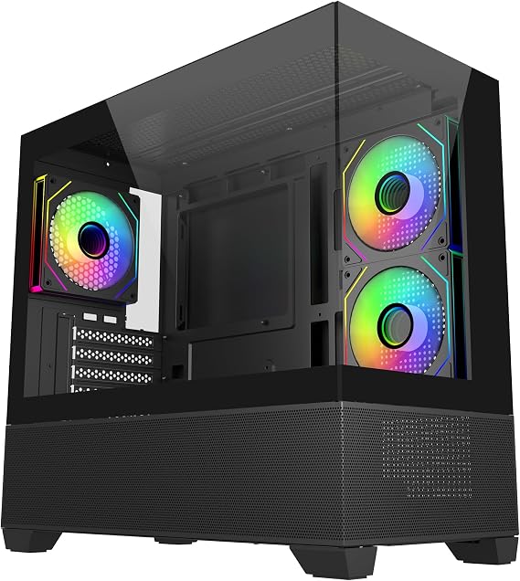 Cooler Master Elite 490 270° All Glass View Compact MicroATX Case for Full Cooling Performance Black Model E490-KHNN-S00