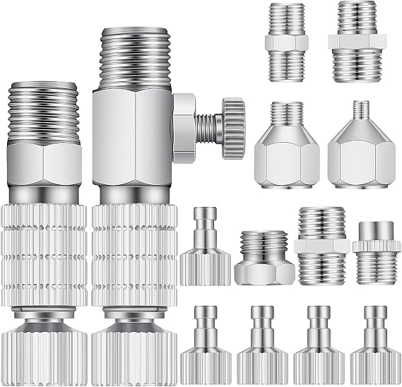 Hotop 14 Pcs Airbrush Adapter Set Airbrush Quick Disconnect Quick Release
