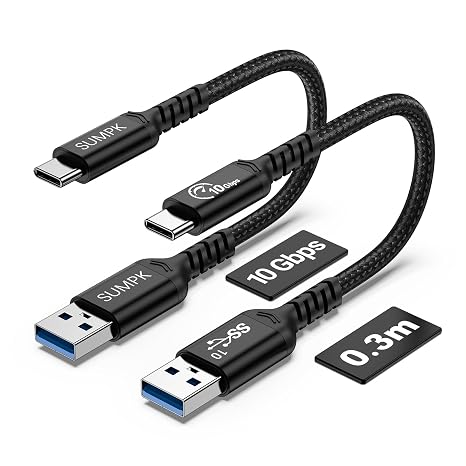 Android Auto & CarPlay USB C Kabel 10Gbps 30cm (2-Pack Schwarz) USB 3.1 Gen 2 Typ C Kabel mit 3A Schnellladen Kompatibel für iPhone 16/15 Pro/Samsung Galaxy S24/S23/SSD USB 3.1 Gen 2 Type C Kabel 3A Schnellladung Schnelle Datenübertragung Kompatibel für iPhone 16/15 Pro/Galaxy S24/S23/SSD