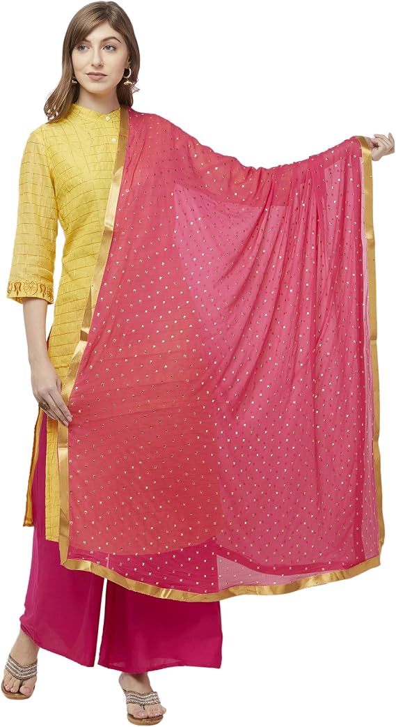 DUPATTA BAZAAR Woman's Embellished Chiffon Dupatta.