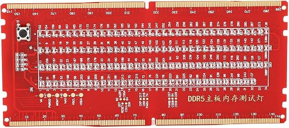 DDR5 Desktop Mainboard Test Card, Memory Slot Tester Board with LED Light for Maintenance for Repairing Motherboard Failures
