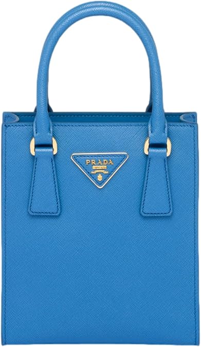 Prada Blue Saffiano Leather Mini Shopper Top Handle Crossbody Bag New