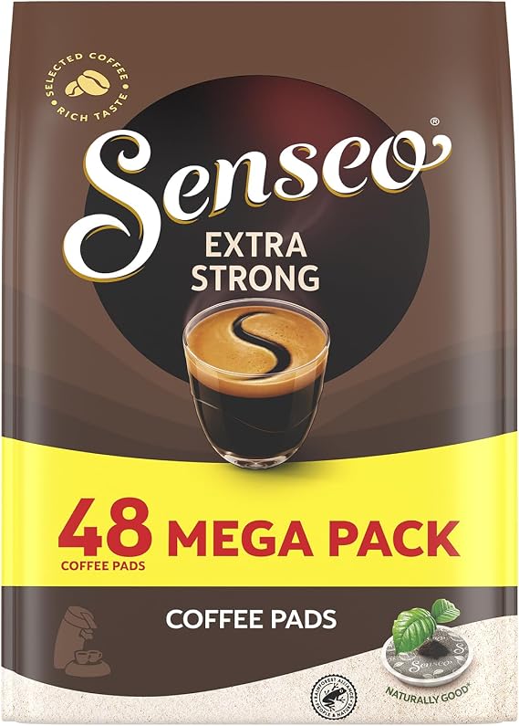 Senseo Extra Strong - (Pack) - Dark Roast with Intense & Bold Flav Coffee Pods - 48 Count - Single-Serve Coffee Pads with Rich Crema - Compatible and PeleCom Machines