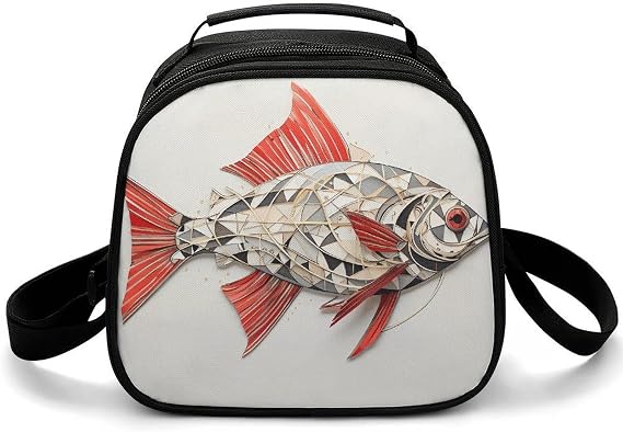 Lunch Box Lunchbag for Women Men Leakproof Cooler Tote Bags Collage Fish Pattern Insulated Lunchbox Reusable Cute Lunch Pail Bag Cooler Lunch Container for Work Picnic Travel