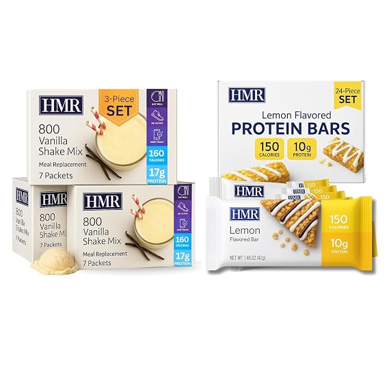 3-Pack HMR 800 Vanilla Shake Meal Replacement Mix With Lemon Protein Bar (24 Count)