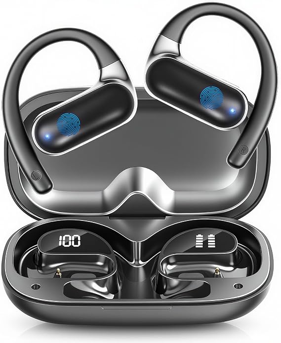 AI Translation Earbuds Real Time,182 Language Translator Earbuds,5-in-1 Open Ear Translator Device,Business Travel Learning Translation Earphones Black