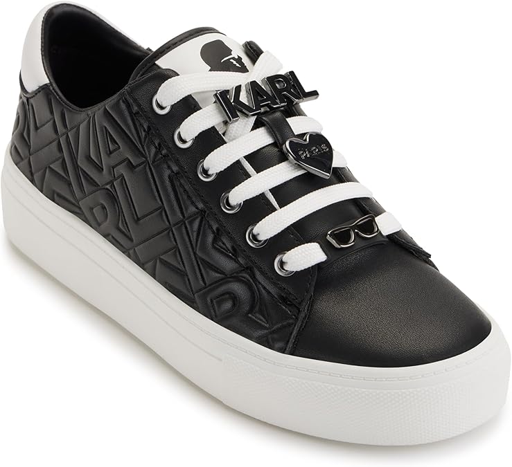 Karl Lagerfeld Women's Cate Box Lace Up Sneaker with Pins