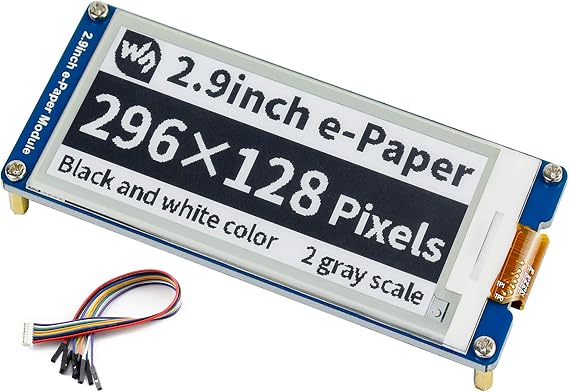 Waveshare 2.9inch E-Ink Display Module Compatible with Raspberry Pi 5/4B/3B/Zero/Zero W/Zero 2 W/Pico/Pico W/Jetson Nano, 296x128 Pixel, Support Partial Refresh SPI Interface