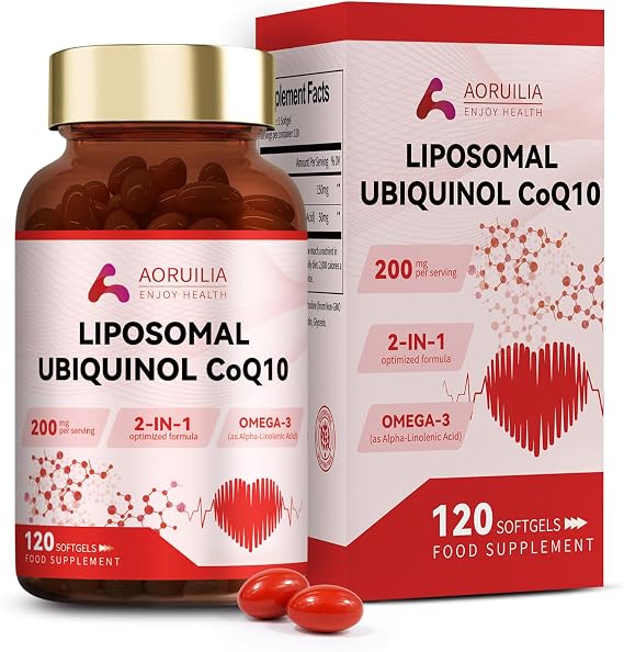 Ubiquinol CoQ10 High Strength 200mg Softgels with Omega 3 Coenzyme Q10 Supplements for Women&Men Powerful Antioxidant for Heart Health 120 Softgels 4 Months Supply