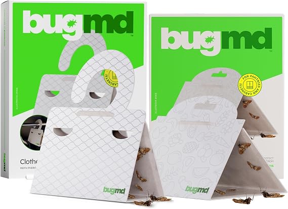 BugMD Clothes Moth Boss Traps and Pantry Pest Patrol Bundle | 6 Count, White