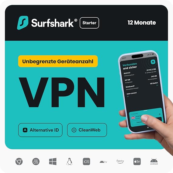 Surfshark Starter VPN 12 Monate Digitaler Code
